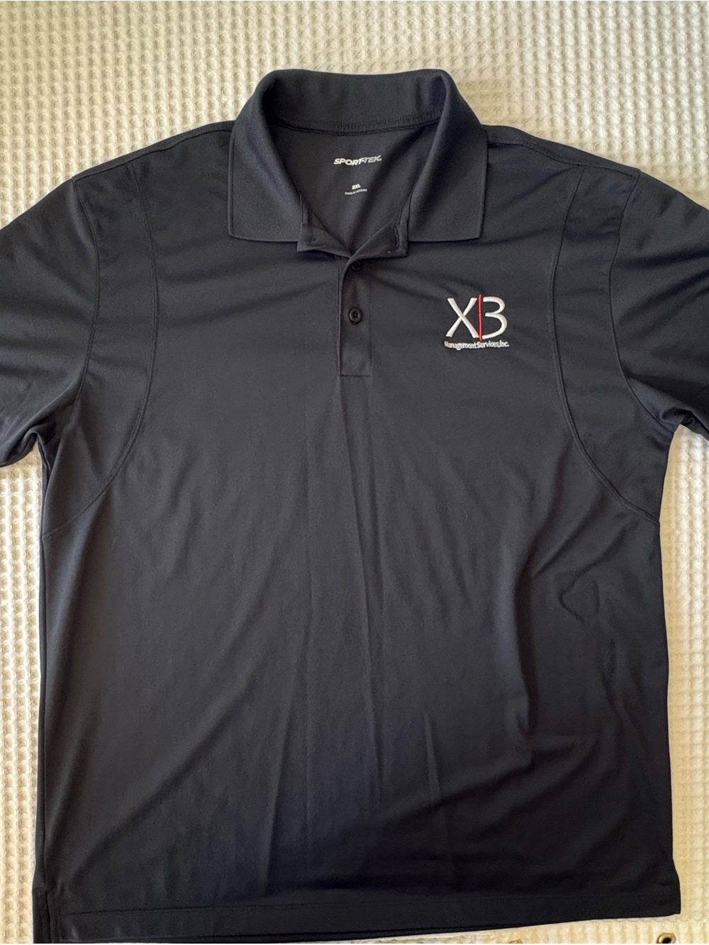 Sport-TEK Men's XXL Black Short Sleeve Polo With Embroidered X3 Logo Golfing